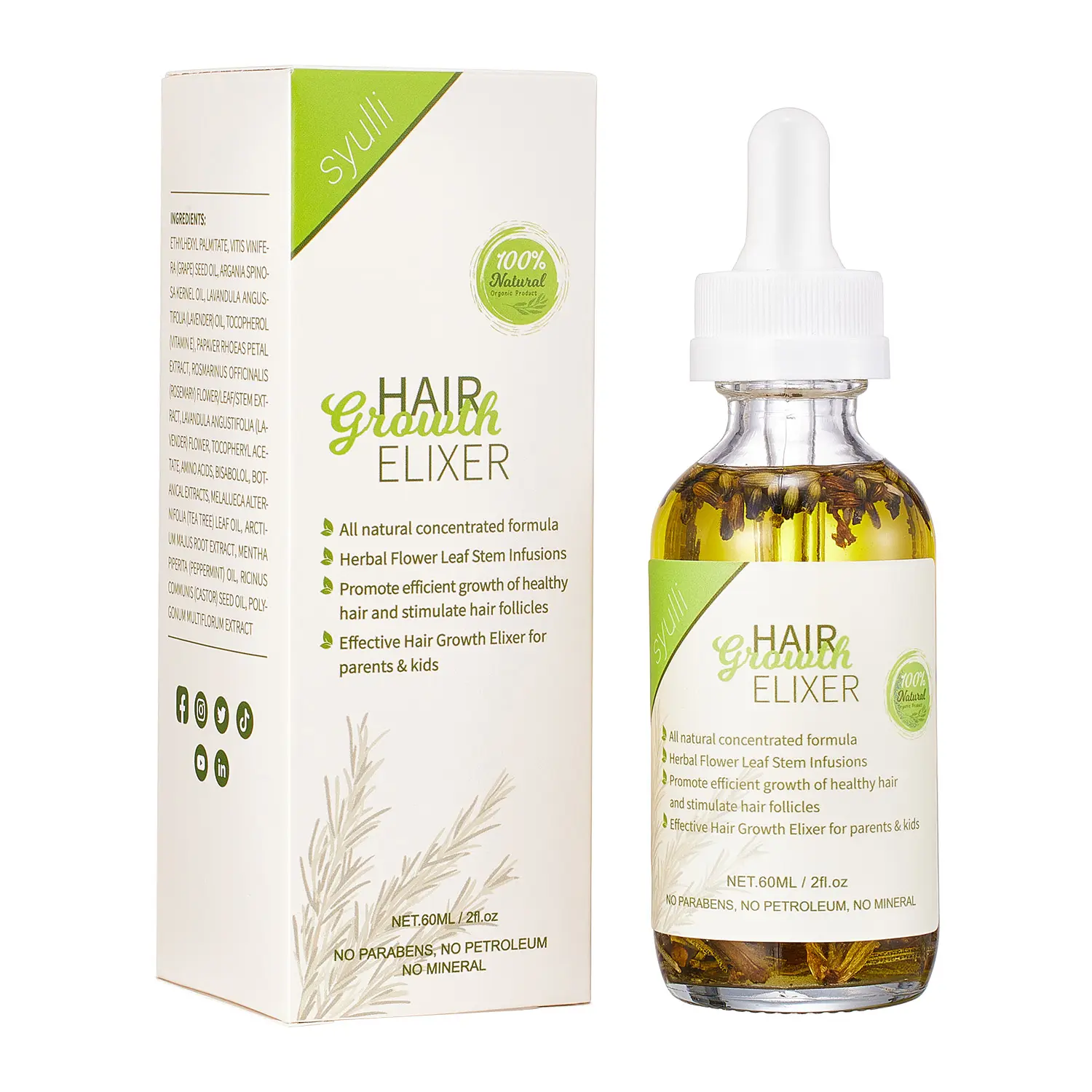 Private Label 100% naturale organico cura del cuoio capelluto prodotti per capelli mix erbe rosmarino olio di ricino uomo donna olio per la crescita dei capelli del bambino