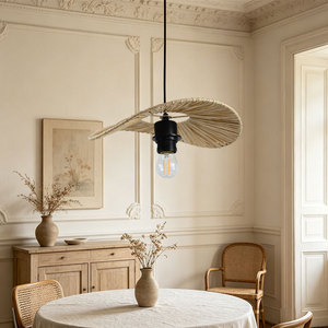 Hand-Woven Paper <b>Rope</b> Lampshade Pendant <b>Light</b> E27 Round Black Body For Bedroom Living Room Dining Room Homestay Retro Style - Product Image 1