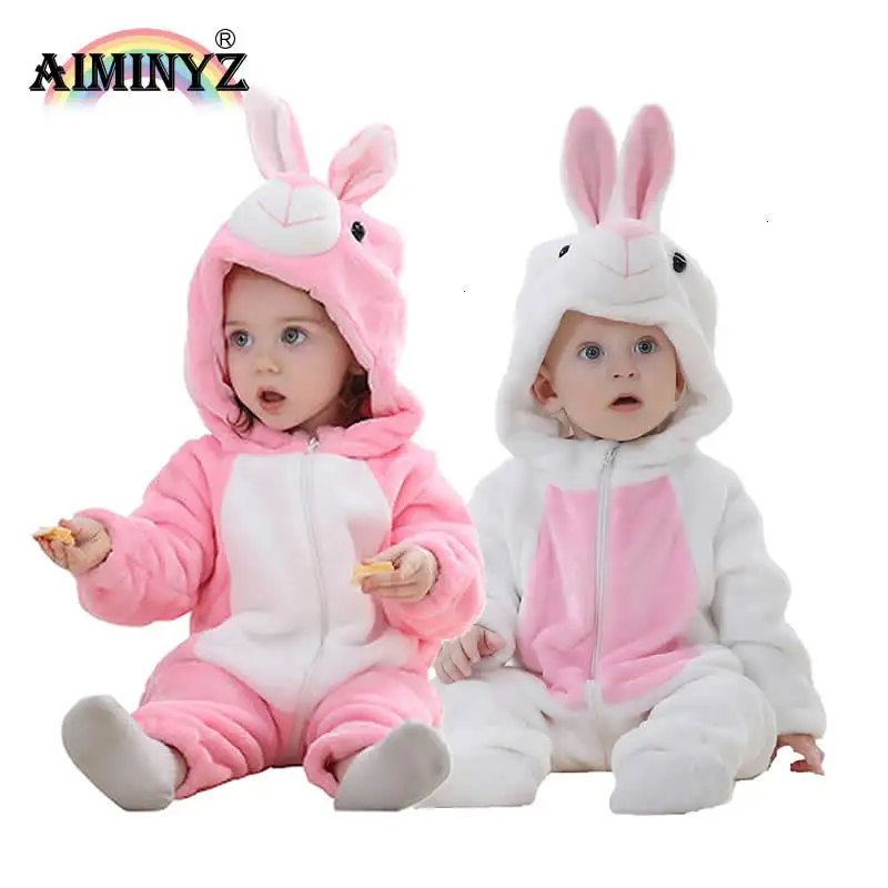 Aigeminyz — vêtements d'hiver en flanelle de dessin animé pour bébé, sweat à capuche rose/blanc, mignon et confortable