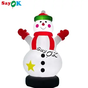 Boneco de neve inflável branco enorme de 5m/16.5ft, boneco de neve de natal com usar um chapéu