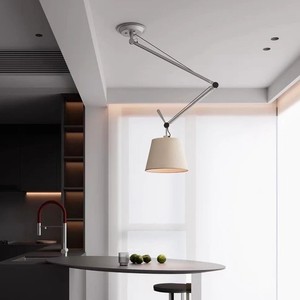 Lámpara de pared con brazo oscilante Tolomeo, LED E27, pantalla de pergamino para comedor, dormitorio, estudio - Product Image 1