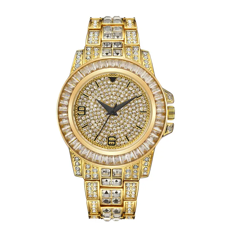 ドロップシッピング高級ダイヤモンドアイスアウト女性ストーンダイヤモンド腕時計