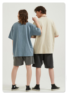 Camiseta de algodón teñida lisa de gran tamaño, manga corta, cuello redondo, color sólido, camiseta de punto transpirable para hombre, ajuste casual. - Product Image 5
