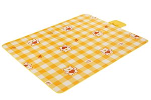 Bear <b>Yellow</b> White Grid Extra Large Picnic <b>Blankets</b> Portable Oversized Waterproof Outdoor Beach <b>Blanket</b> Camping Grass Mat - Product Image 3