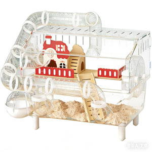 Hamsterler için akrilikten tamamen şeffaf özel ev - büyük ve geniş, altın ipek ayıları için lüks bir villa yuvası - Product Image 1