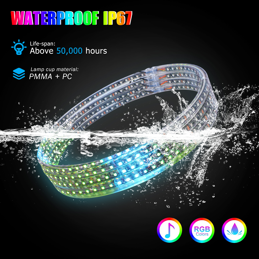 Kit Éclairage LED Voiture 6 Bandes - 16M De Couleurs - Bluetooth & Télécommande - IP67 Étanche