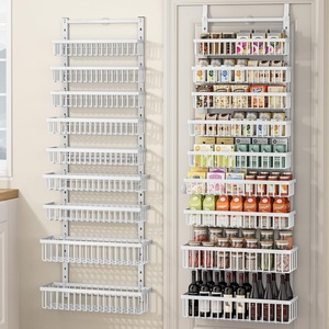 Organizador de especias de 9 niveles 2 en 1 para montar en la pared y colgar, con cesta profunda ajustable, resistente, para almacenamiento de condimentos sobre la puerta de la <span class=keywords><strong>despensa</strong></span>. - Product Image 1