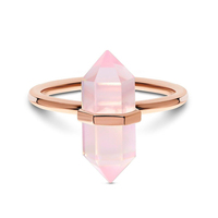 Bijoux tendance personnalisés en argent Sterling S925, bague en Quartz Rose en forme d'hexagone