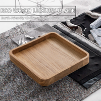 Assiette à dessert ronde en bois massif gravée, écologique, moderne et luxueuse, 7,5 pouces, plateau à collation, pour les fêtes, servir des fruits secs