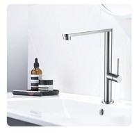 Robinet de cuisine monocommande moderne de luxe nordique, eau froide et chaude, en acier inoxydable 304, à poser sur comptoir, avec cartouche céramique