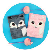 Notebook en peluche haut de gamme, 5 pièces, bon marché, motif de dessin animé de renard en peluche, A5