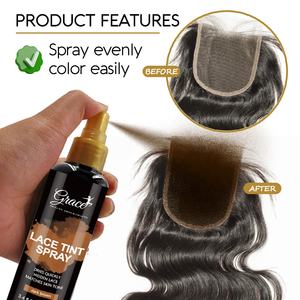 Nuovo arrivo Custom Private Label 100ml 4 colori tinge Look naturale per <span class=keywords><strong>capelli</strong></span> Spray per <span class=keywords><strong>capelli</strong></span> 2 in1 Baby Hair Styling pizzo <span class=keywords><strong>tinta</strong></span> Spray - Product Image 5