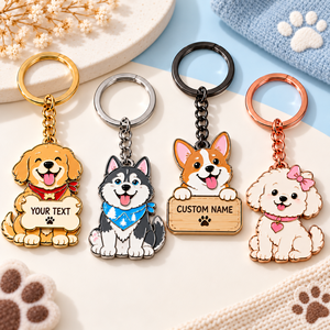 Porte-clés personnalisés en émail dur pour chien, porte-clés avec nom de chiot personnalisé - Product Image 1