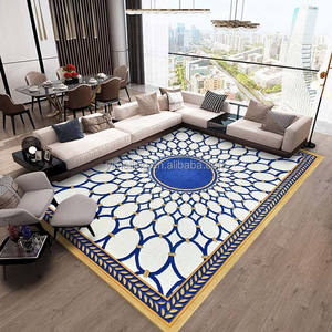 Изготовленный на заказ синий золотой медальон современный ручной шерстяной ковер для пола ковер для гостиной спальни - Product Image 5