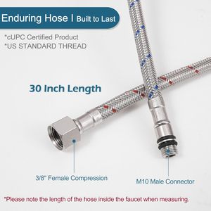 Lignes d'alimentation de robinet flexibles en acier inoxydable tressé 3/8 "connecteurs mâles M10 à compression femelle - Product Image 3
