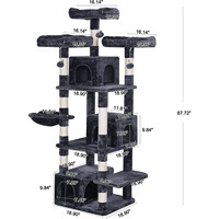 Grand arbre à chat multi-niveaux pour chats d'intérieur, perchoirs en peluche de luxe avec condo haut pour chat et poteaux à gratter en bois, fausse fourrure et sisal