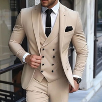 Setelan jas pria elegan, kostum Blazer mewah kualitas tinggi, jaket celana 3 potong, Slim Fit, Lapel runcing satu kancing, setelan jas pernikahan elegan