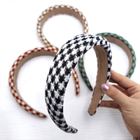 Bandeau noué en tissu à carreaux classiques de 3 cm de large, bandeau torsadé à carreaux antidérapant, accessoire capillaire quotidien pour femme pour tenue décontractée