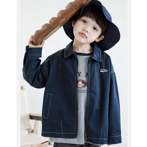 Personnalisé 1-8 ans 100% Coton Logo Brodé Col Rabattu Enfants Enfants Vestes Pour Garçons Fermeture Éclair Bébé Garçons Veste Manteaux - Product Image 2