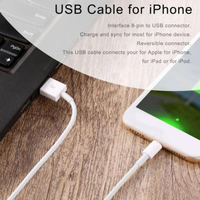 Cable USB de 1m (3.3 pies) para iPhone 7 8 X Xs XR 11 12 13 14 Pro Max, de Alta Calidad, al por Mayor, en Stock