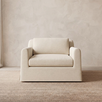 Fauteuil d'appoint Ferly de luxe rembourré en tissu blanc, fauteuil inclinable incurvé pour la maison et l'hôtel