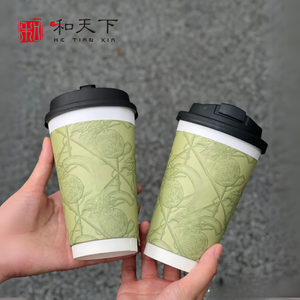 Biểu tượng tùy chỉnh Trắng Cốc Giấy dùng một lần PP Pet đôi tường lạnh uống cà phê nóng cốc giấy dùng một lần có nắp đậy lấy đi - Product Image 5