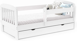 Lit pour tout-petit en pin <span class=keywords><strong>blanc</strong></span> moderne avec tiroir de rangement, construction en <span class=keywords><strong>bois</strong></span> robuste pour une utilisation en <span class=keywords><strong>chambre</strong></span> - Product Image 4