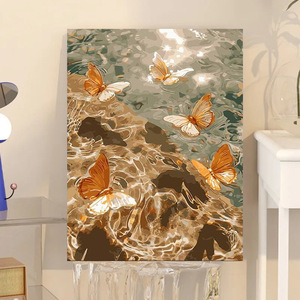 Farfalla in acqua pittura a olio digitale, colorazione fai da te, disegno fatto a mano, riempimento disegnato a mano per bambini, pittura decorazione domestica - Product Image 2