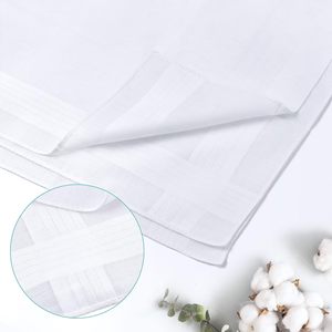 Bulk Groothandel 40*40Cm Hoge Kwaliteit 100% Katoen Mannen Witte Zakdoeken Grote Klassieke Zakdoeken Met Strepen Voor Dagelijks Gebruik Cadeau - Product Image 4