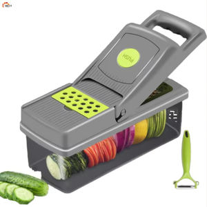 Mandoline à légumes manuelle intelligente 16-en-1 en plastique, presse-ail, hachoir à légumes, coupe-légumes, trancheuse à salade facile - Product Image 1