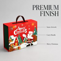 Luxuriöse Weihnachtsgeschenkbox aus Papier mit roter Weihnachtsmann-Illustration, Frohe-Weihnachts-Design, Tragegriff, OEM, Eigenmarke, Großhandel