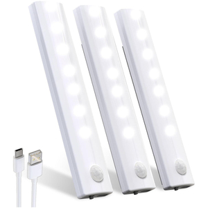 Luz con Sensor de Movimiento para Debajo del Gabinete, Luz LED Interior Ultrafina para Armario, Funciona con Batería Recargable, Luz Nocturna Adhesiva - Product Image 1