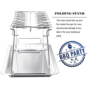 Estante de acero inoxidable para asar <span class=keywords><strong>pollo</strong></span>, bandeja de goteo para <span class=keywords><strong>horno</strong></span> de ahumar, con 14 ranuras - Product Image 6