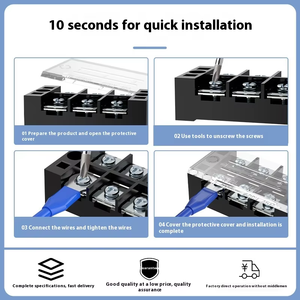 <span class=keywords><strong>TB</strong></span>-45 morsetto in ottone nichelato 45A 600AC M5 fascia terminale fissa a vite 3-10P per filo AWG(22-12) - Product Image 3