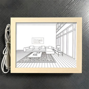 Artisanat avec musique Déco Lumineux LED Art Peinture Photo Cadre Trois Couleurs Peinture décorative en bois cadre photo <span class=keywords><strong>veilleuse</strong></span> - Product Image 2