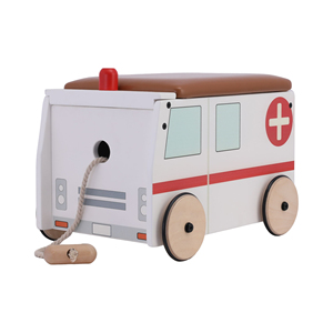 Ambulancia coche de bebé de madera línea de tracción cuerda niños enseñanza temprana <span class=keywords><strong>paso</strong></span> para tirar remolque pequeño juguetes Andador de bebé de madera - Product Image 4