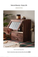 Armoire de rangement vintage en bois avec porte vitrée et tiroirs, organisateur de bureau pour salon, chambre, bureau, cuisine, table basse