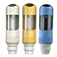 Bouteille d'eau portable pour chien pour la promenade, 2-en-1, anti-fuite, distributeur d'eau de voyage pour animaux de compagnie, matériau de qualité alimentaire avec récipient pour nourriture