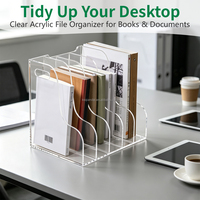 Organisateur de documents vertical transparent de luxe à 5 compartiments, en acrylique, pour le bureau, la maison et l'école, fabriqué par un fabricant OEM