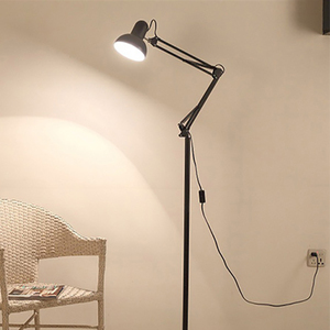 Modern Hotel Black LED <b>Plug</b>-<b>In</b> Middle Nordic Floor Lamp Metal Wooden Construction Dimmable for Living Room Side <b>Lighting</b> - Product Image 6