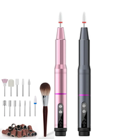 Perceuse à ongles professionnelle portable rechargeable sans balais 18000 tr/min rose, accessoires pour ongles de salon portable