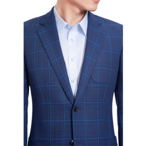 <span class=keywords><strong>Traje</strong></span> de <span class=keywords><strong>Hombre</strong></span> Azul Rey a Cuadros, Corte <span class=keywords><strong>Entallado</strong></span>, Solapa con Muescas, Blazer y Pantalones para Bodas y Reuniones de Negocios - Product Image 3