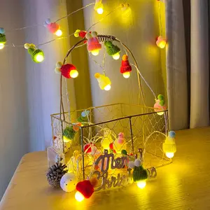 2024 Hete Verkopende Nieuwe Schattige Zachte Katoenen Pet String Licht Kerstdecoratie Licht Meisje Cadeau
