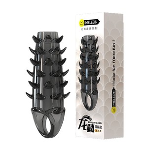 Meleon Dragon Scale Semen Lock Sheath Black <b>TPE</b> 38 Spikes Delay Ejaculation Adult Toy - Product Image 4