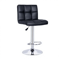 Tabouret de bar moderne en cuir PU non pliable avec base en métal chromé, chaise de comptoir pivotante réglable pour cuisine, bar, usage commercial