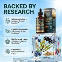 Gouttes de soutien thyroïdien à marque privée, 120 ml, au sélénium, iode et complexe B, supplément liquide, OEM ODM, vente chaude