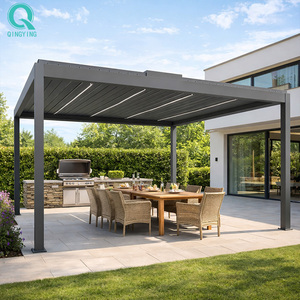 QINGYING Gazebo en aluminium 4x3 motorisé pour extérieur, pergola 3x4 - Product Image 1
