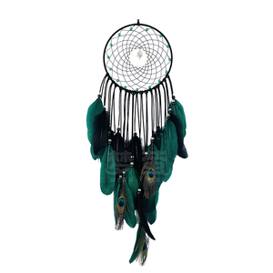 <span class=keywords><strong>Atrapasueños</strong></span> para colgar en la pared, decoración de gama alta, artesanías naturales de Navidad, cuentas luminosas, pluma de pavo real, viento, colgante creativo - Product Image 1