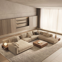 Canapé d'angle minimaliste de style italien, design de luxe léger pour villa, canapé en tissu pour salon, meubles de salon
