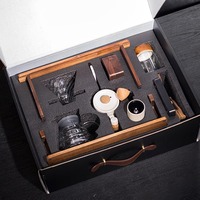 Ensemble de préparation de café et de thé portable haut de gamme en alliage d'aluminium durable, avec moulin, extracteur, support de préparation et support de verseur, qualité alimentaire, idéal pour cadeau